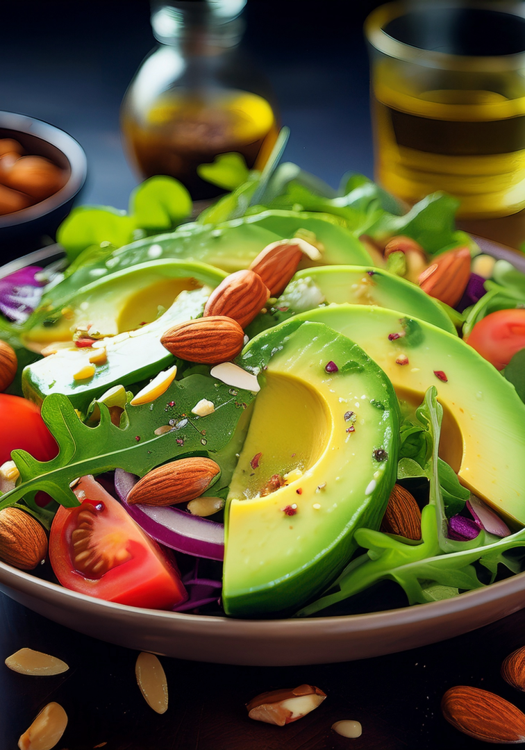 Wholesome Avocado Almond Salad Fuel your day with creamy avocado, crunchy almonds, and vibrant greens — a perfect harmony of flavor and nourishment.